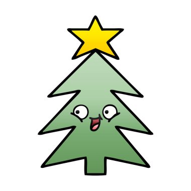 Degrade gölgeli karikatür Noel ağacı