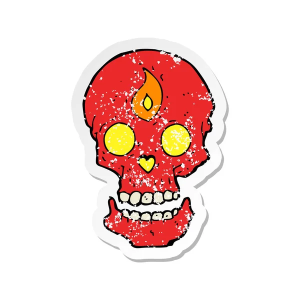 Retro distressed sticker of a cartoon mystic skull — Stock Vector