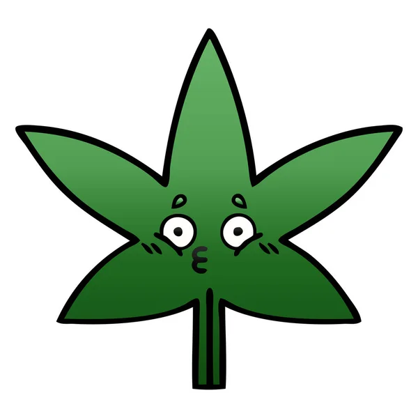 Gradient Skuggade Tecknad Marijuana Blad — Stock vektor