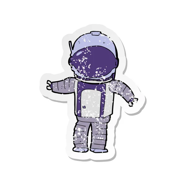 Etiqueta Angustiada Retro Astronauta Dos Desenhos Animados — Vetor de Stock