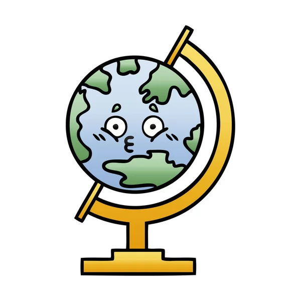 世界上一个地球仪的渐变阴影漫画 — 图库矢量图片