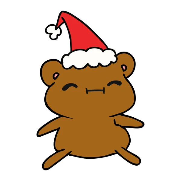 Mão Desenhada Desenhos Animados Natal Urso Kawaii —  Vetores de Stock