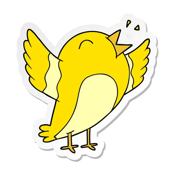 Verontruste Sticker Van Een Vogel Cartoon — Stockvector