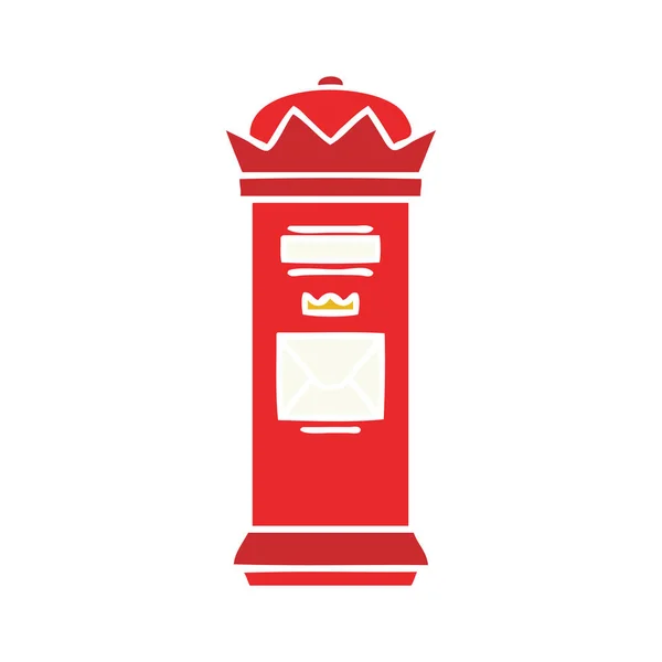 Plat couleur rétro dessin animé britannique boîte aux lettres — Image vectorielle