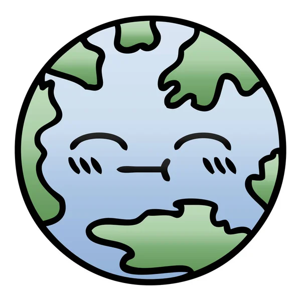 Gradiente Dibujos Animados Sombreados Planeta Tierra — Vector de stock