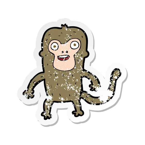 Retro Distressed Sticker Cartoon Monkey — Stock Vector