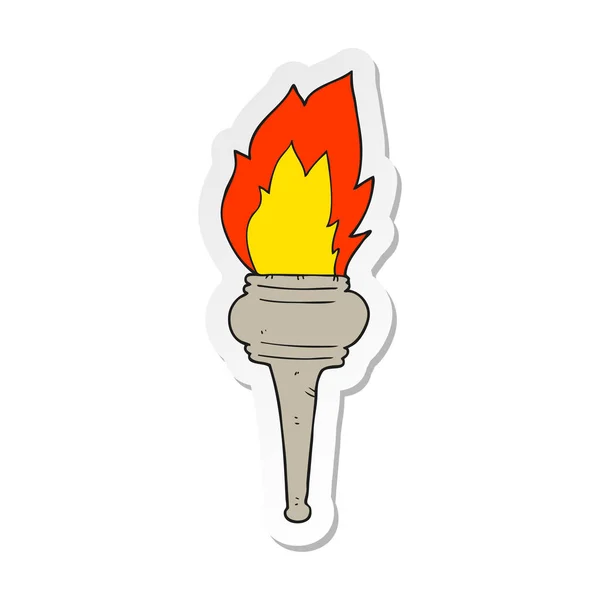 Sticker of a cartoon flaming torch — Stock Vector