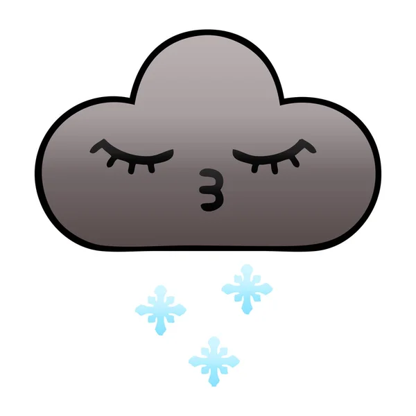 Desenho Animado Sombreado Gradiente Uma Nuvem Neve Tempestade — Vetor de Stock