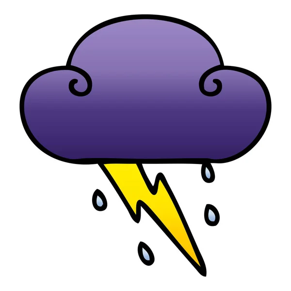 Gradient Shaded Quirky Cartoon Thunder Cloud — Stock Vector
