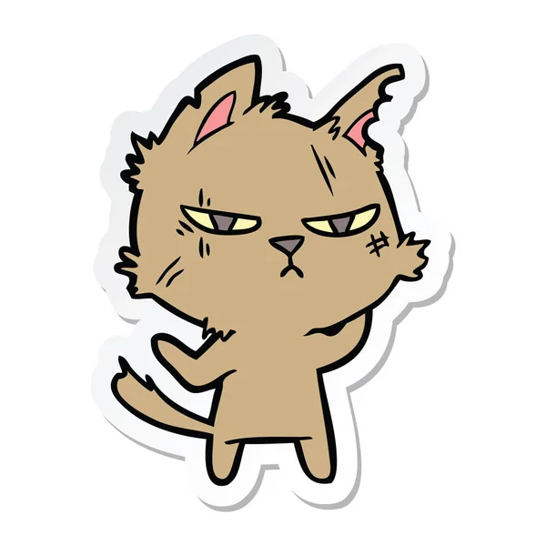 Sticker van een taaie cartoon kat — Stockvector