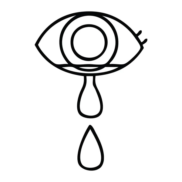 Línea dibujo dibujos animados llanto ojo — Vector de stock