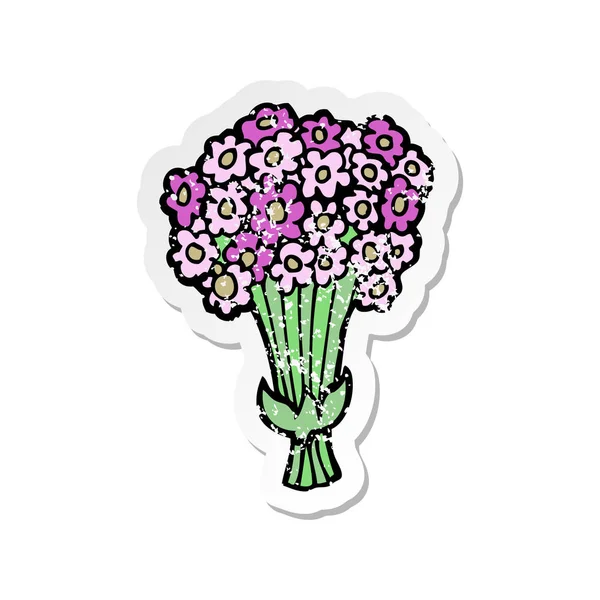 Retro Nödställda Klistermärke Tecknad Blommor — Stock vektor