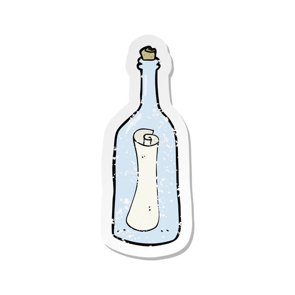 Pegatina Retro Angustiado Una Carta Dibujos Animados Una Botella — Vector de stock