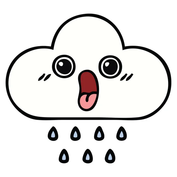 Χαριτωμένο Σκίτσο Ένα Σύννεφο Βροχή — Διανυσματικό Αρχείο