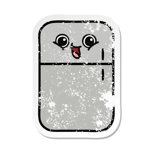Adesivo Angosciato Simpatico Frigorifero Congelatore Cartone Animato — Vettoriale Stock