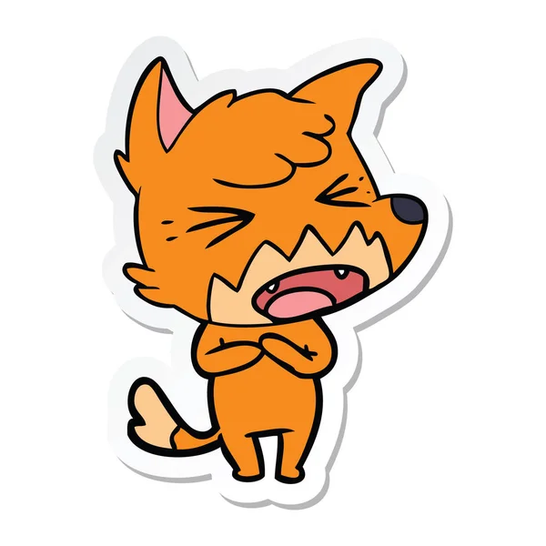 Sticker of a angry cartoon fox — Stock Vector