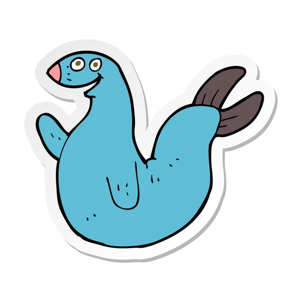 Sticker van een cartoon happy seal — Stockvector