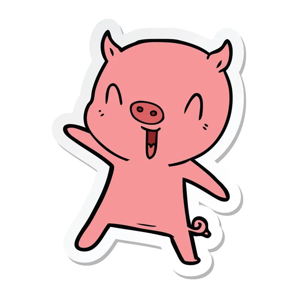 Sticker Cartoon Pig Dancing — Stock Vector