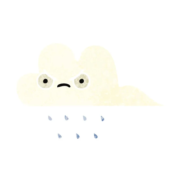 Dessin Animé Style Illustration Rétro Nuage Pluie — Image vectorielle