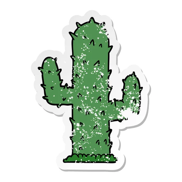 Szomorú matrica egy rajzfilm kaktusz — Stock Vector