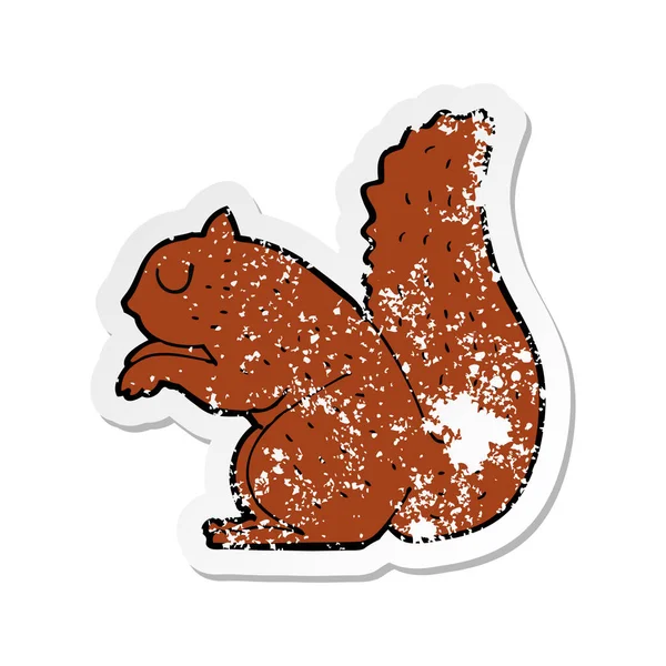 Retro Distressed Sticker Cartoon Squirrel — Stock Vector