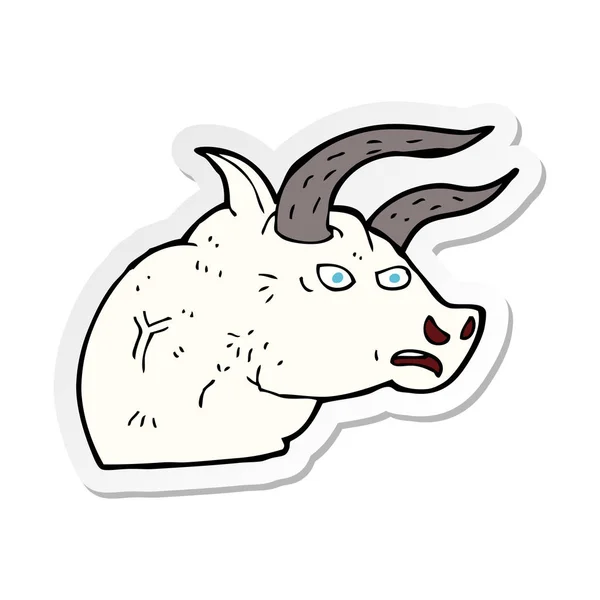 Sticker Van Een Cartoon Boze Stier Hoofd — Stockvector