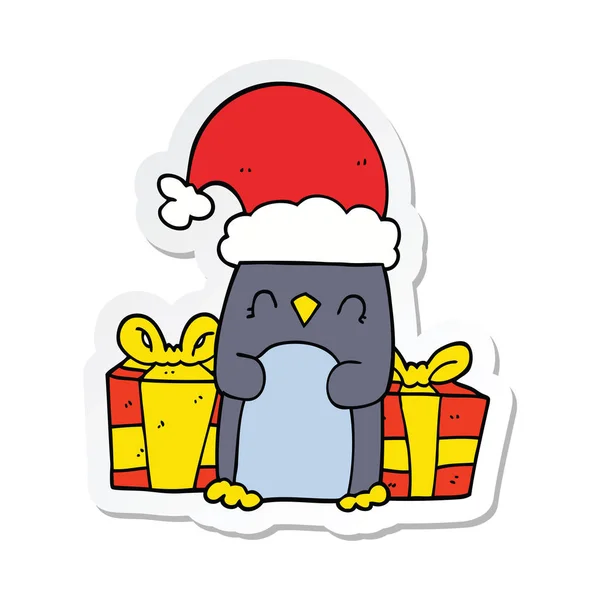 Sticker Van Een Leuk Kerst Pinguïn — Stockvector