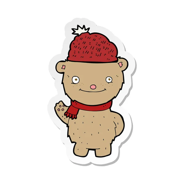 Sticker Cartoon Bear Hat — Stock Vector