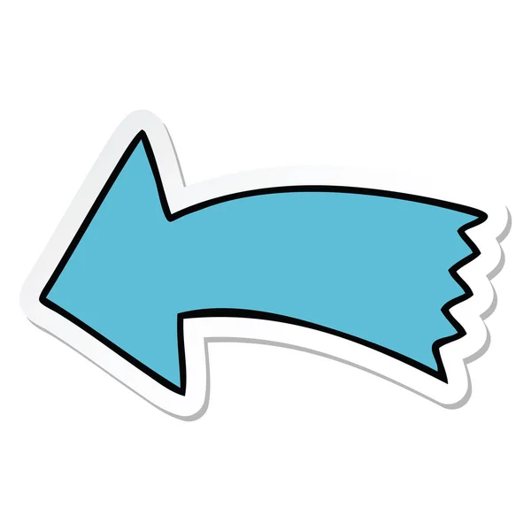 Sticker Van Een Eigenzinnige Hand Getrokken Cartoon Pijl — Stockvector