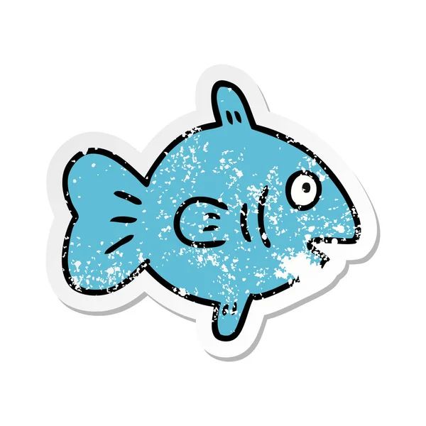 Notleidende Aufkleber Cartoon-Doodle eines Meeresfisches — Stockvektor