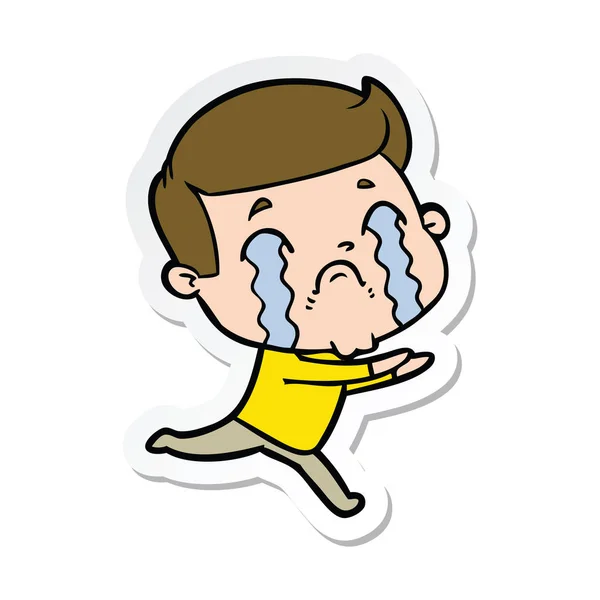Sticker of a cartoon man crying — Stock Vector