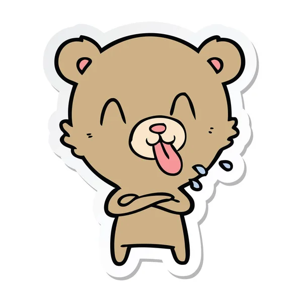 Sticker van een beer onbeleefd cartoon — Stockvector
