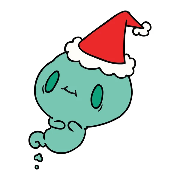 Hand Getekend Kerst Cartoon Van Kawaii Ghost — Stockvector