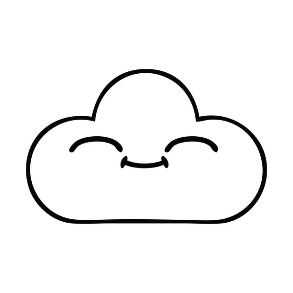 Line drawing cartoon white cloud — Stock Vector