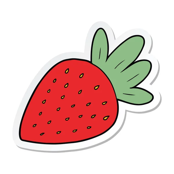 Sticker Cartoon Strawberry — Stock Vector