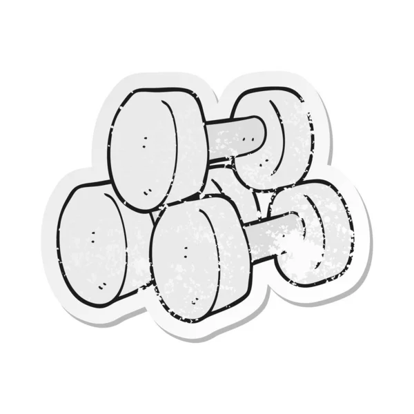 Retro Noodlijdende Sticker Een Cartoon Dumbbells — Stockvector