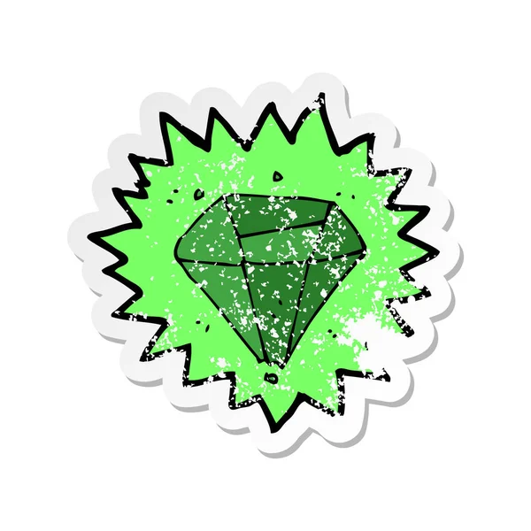 Retro Verdrietig Sticker Van Een Cartoon Emerald — Stockvector