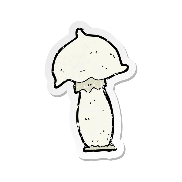 Autocollant en détresse rétro d'un champignon dessin animé — Image vectorielle