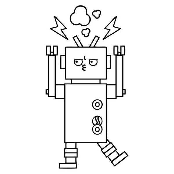 Dibujo Línea Dibujos Animados Robot — Archivo Imágenes Vectoriales