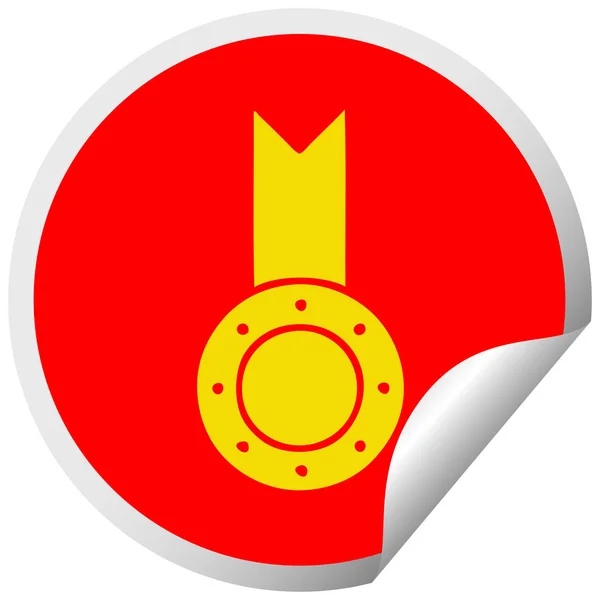 Circular peeling stiker medali emas kartun - Stok Vektor