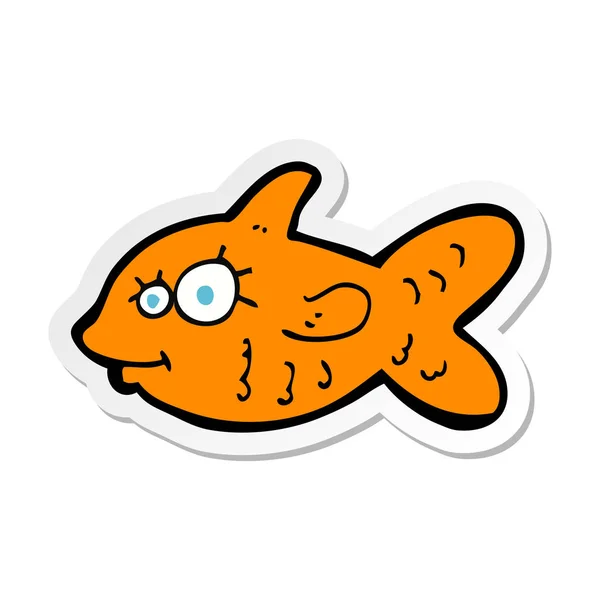 Bir Karikatür Mutlu Akvaryum Balığı Etiket — Stok Vektör