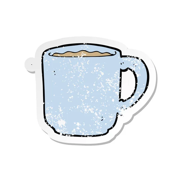 Ретро стресова наклейка мультяшної чашки кави — стоковий вектор
