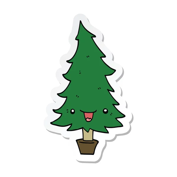Etiqueta de uma árvore de Natal bonito desenhos animados — Vetor de Stock