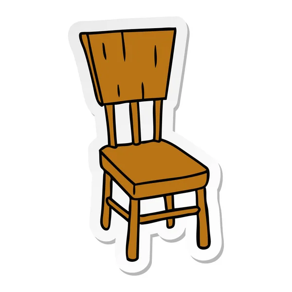 木製の椅子の手描き下ろしステッカー漫画落書き — ストックベクタ
