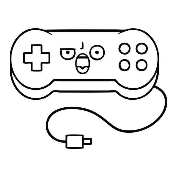 Лінійний Малюнок Мультфільму Ігрового Контролера — стоковий вектор
