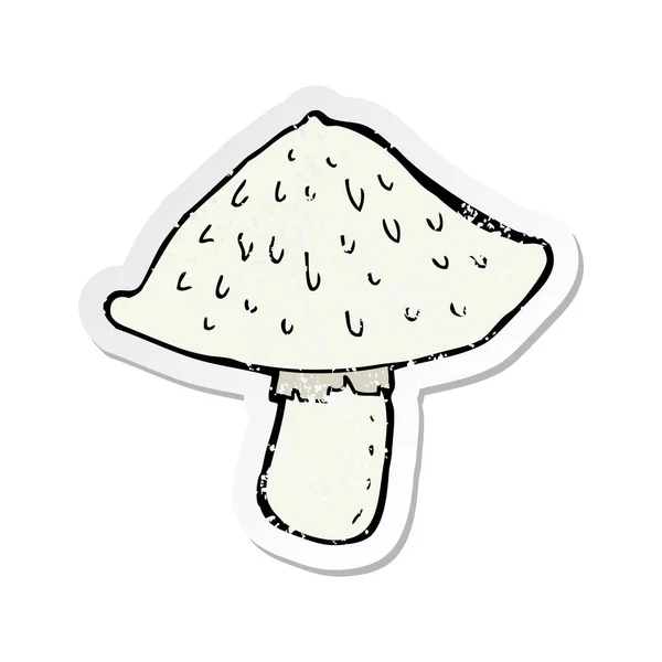 Etiqueta Afligida Retro Cogumelo Selvagem Desenho Animado —  Vetores de Stock