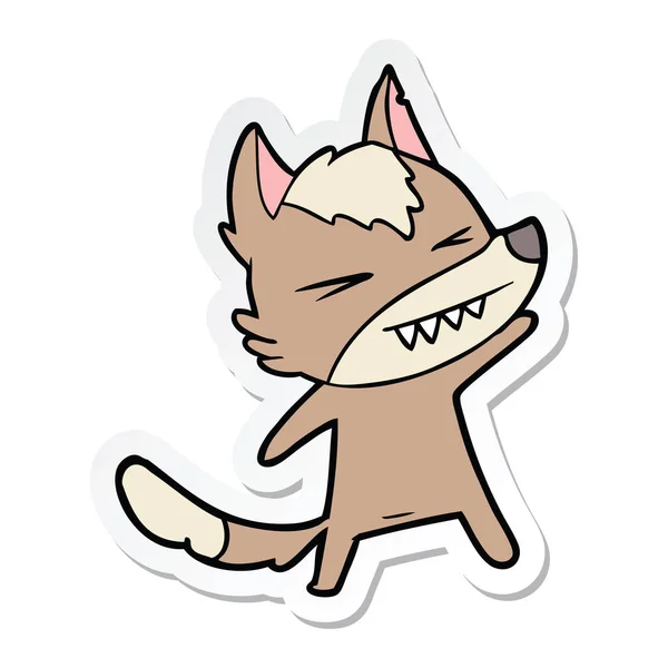 Sticker Van Cartoon Van Een Boze Wolf — Stockvector