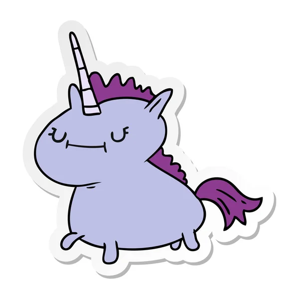 Gambar kartun stiker dari unicorn ajaib - Stok Vektor