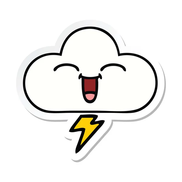 Sticker Van Een Wolk Van Donder Cute Cartoon — Stockvector