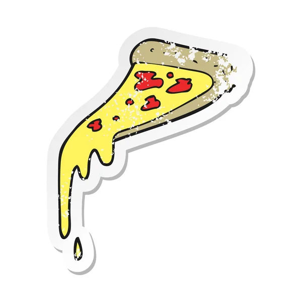 Adesivo Retro Angustiado Uma Fatia Pizza Desenhos Animados —  Vetores de Stock